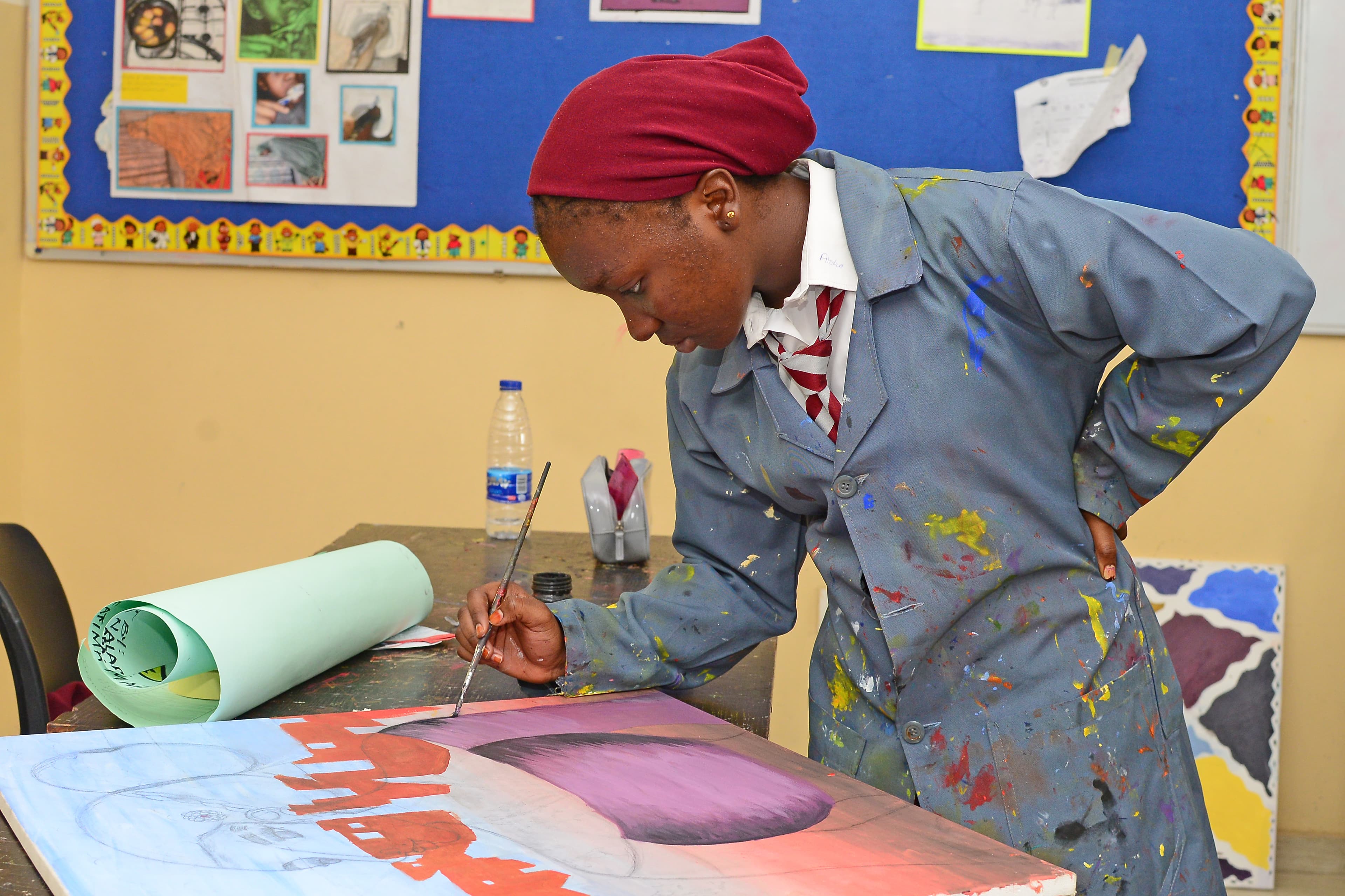 Students creating art in the studio