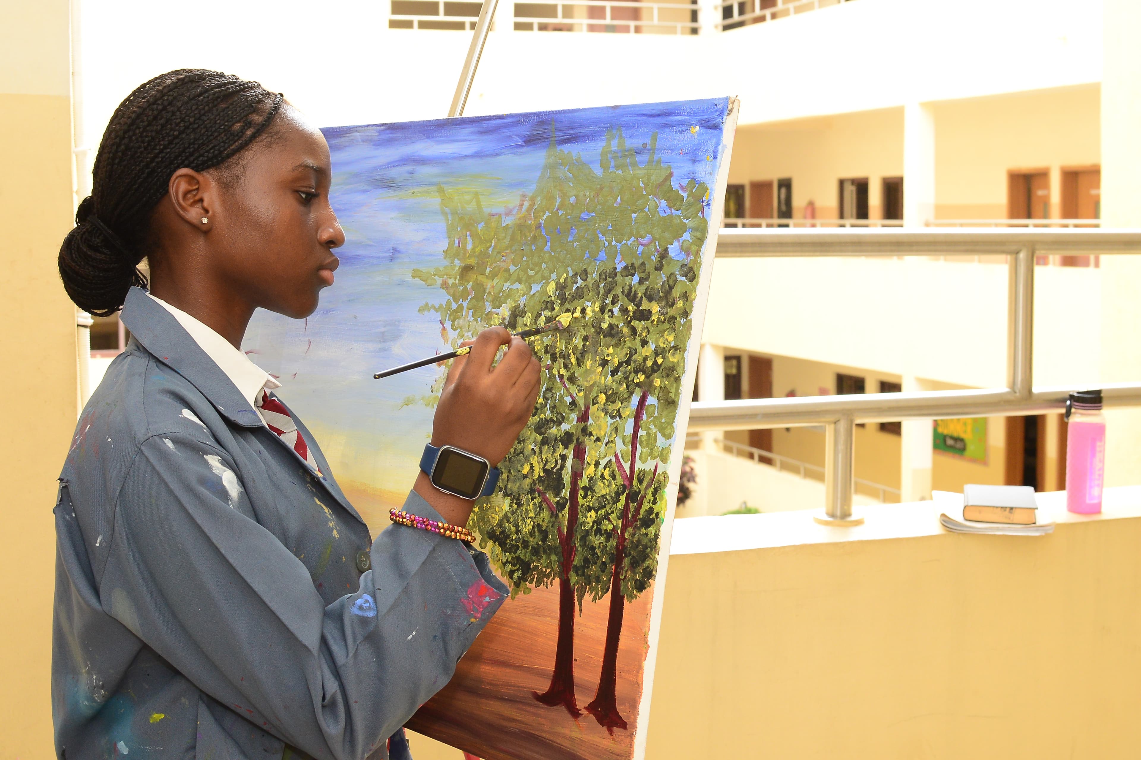 Students creating art in the studio