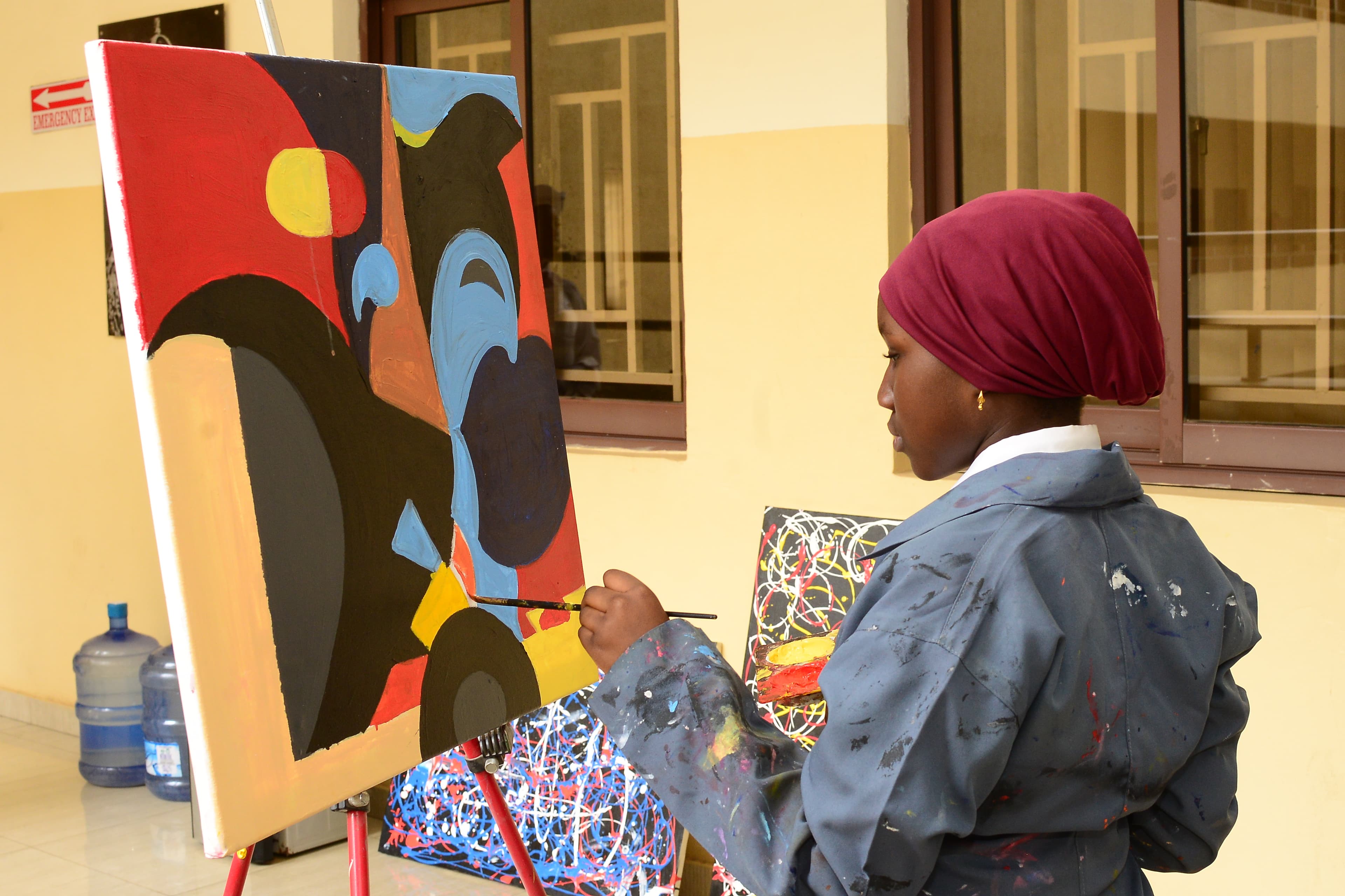 Students creating art in the studio