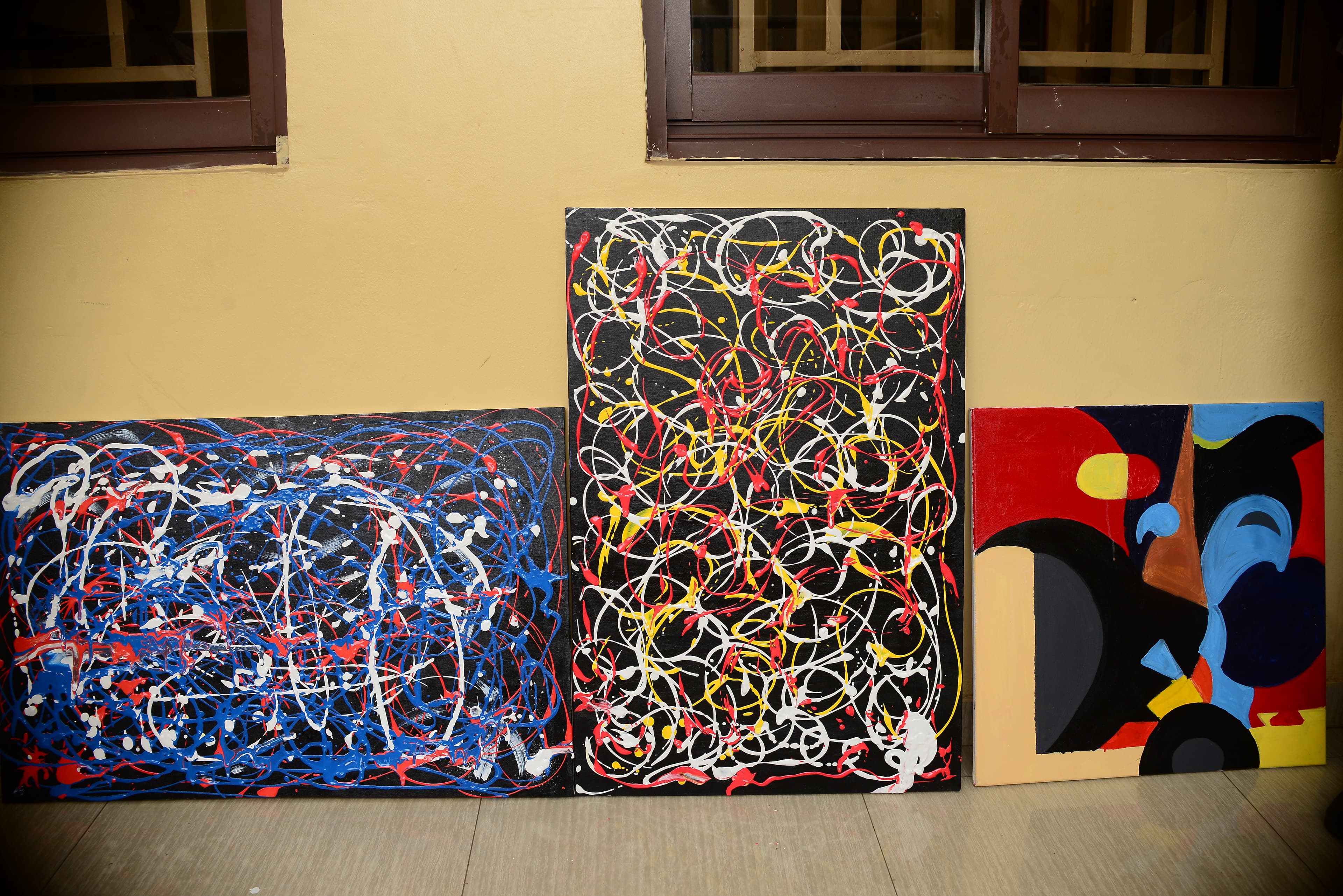 Students creating art in the studio