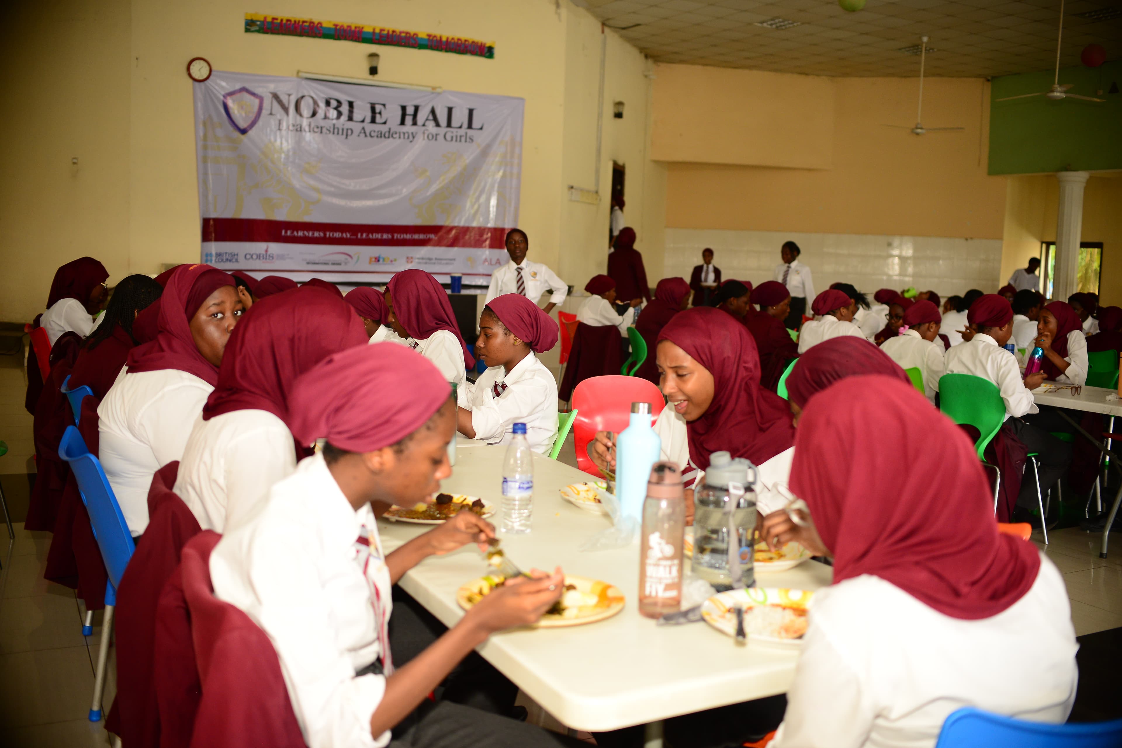Students in the spacious dining hall