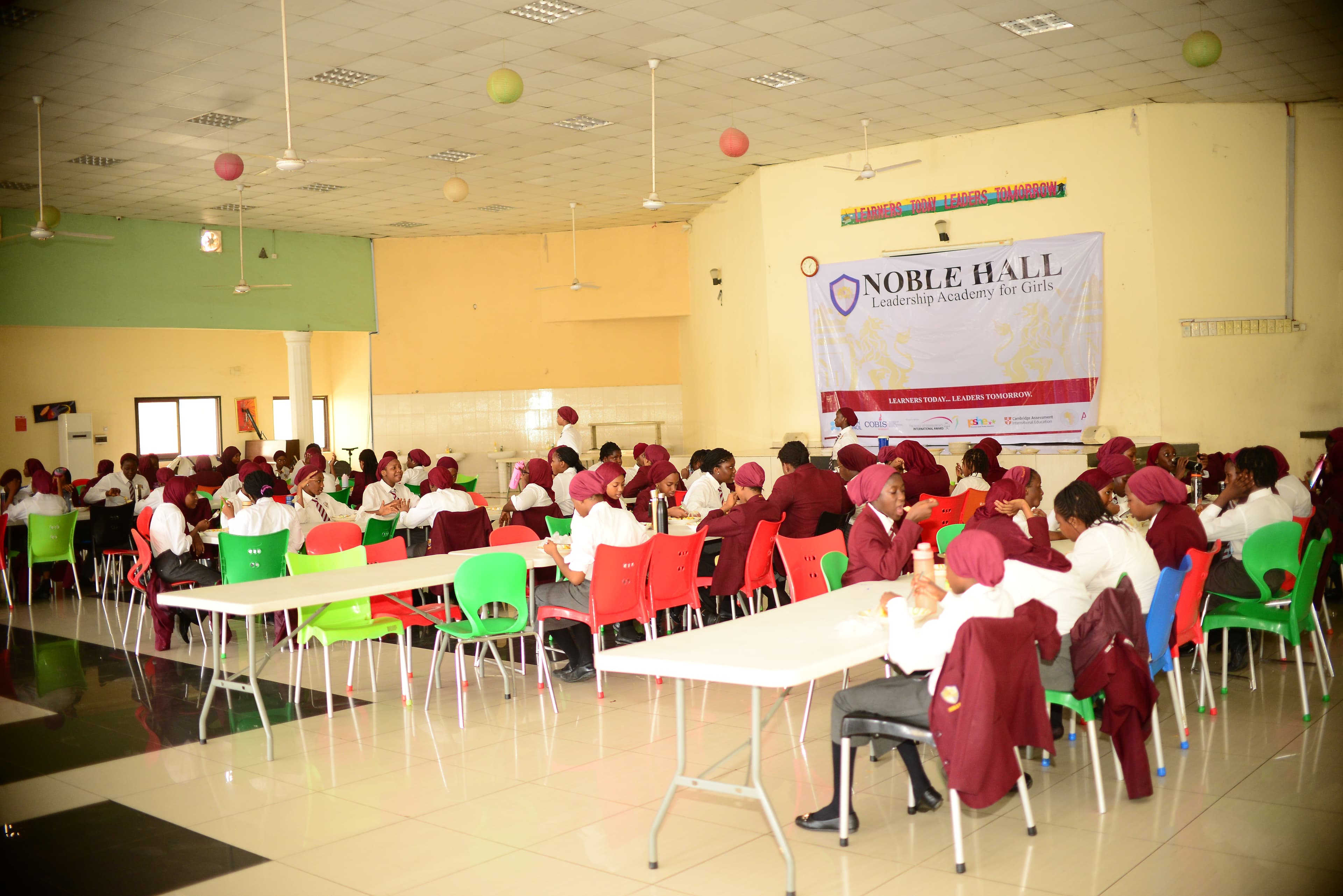 Students in the spacious dining hall